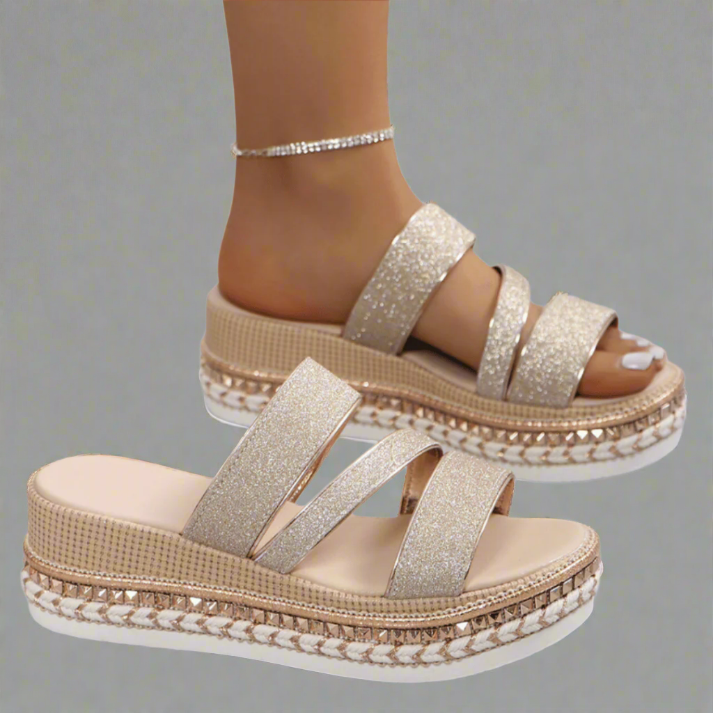 VANESSA - Sandalias con tacón de Wedge Glitterati dal Design Glamour per l'verano