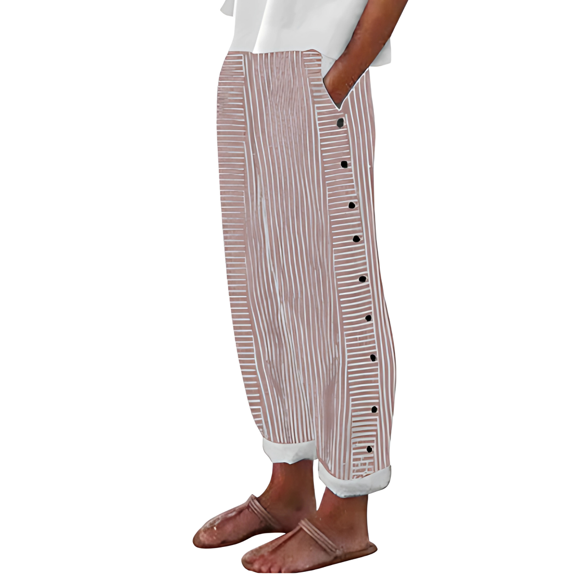 Dagny - Pantalones Estivi Striati Elegantes