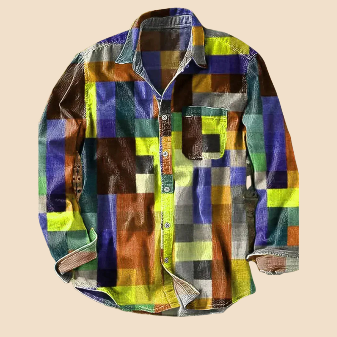 Lenoir - Camisa vintage de manga larga con motivo arcoíris