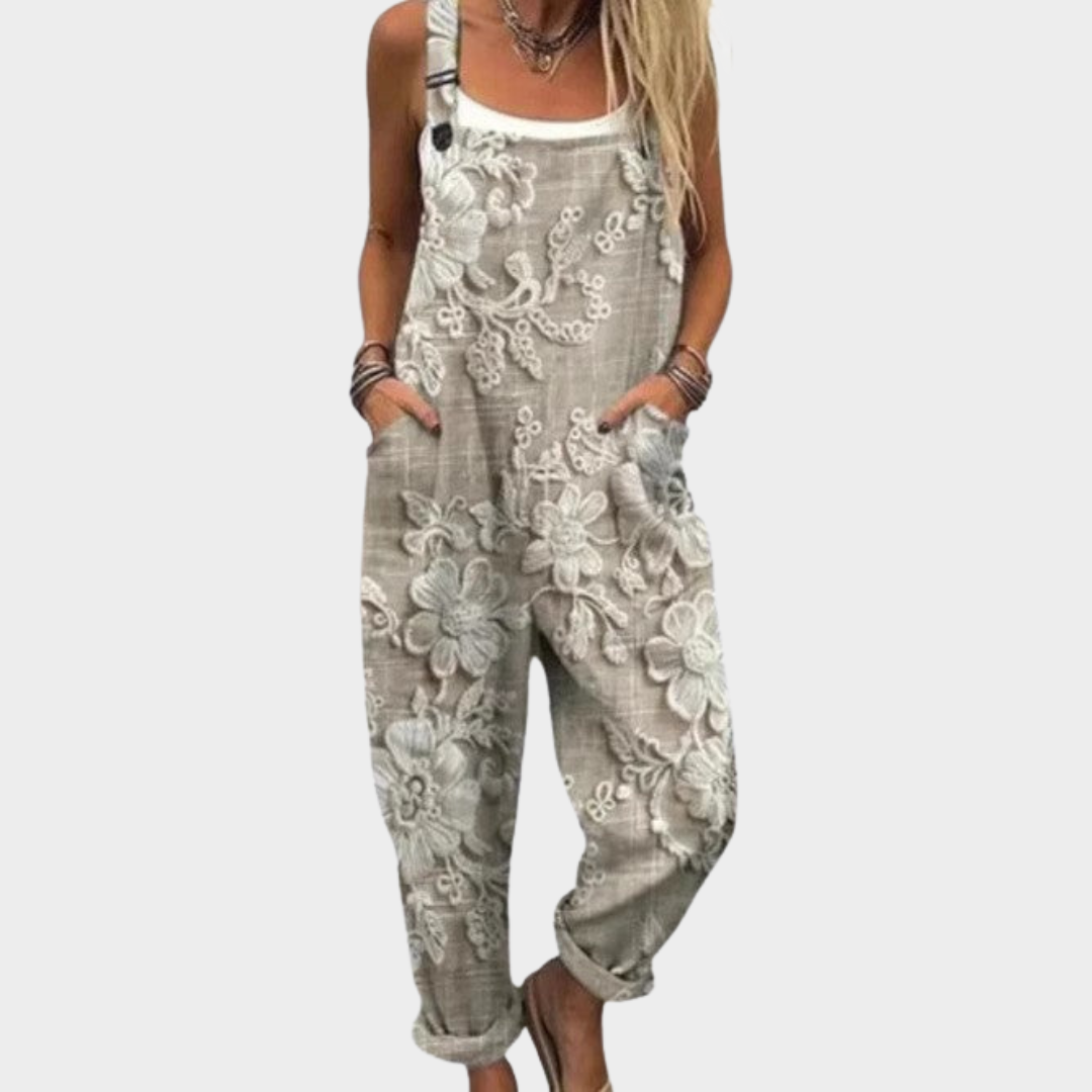 Mono estampado con tirantes - Gris