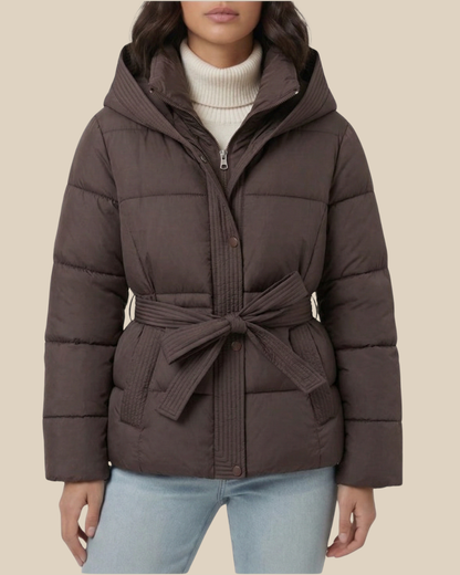 Amara - Chaqueta acolchada con capucha y cinturón