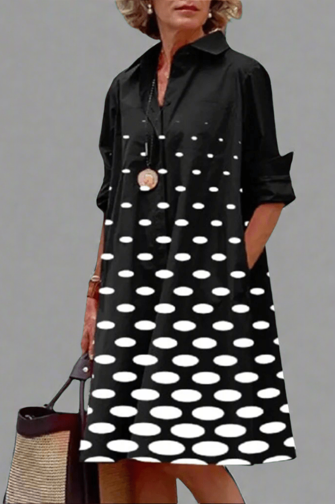 Vestido camisero midi estampado - Negro 2