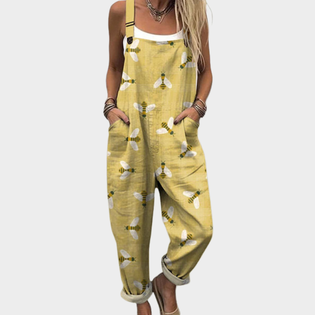 Mono estampado con tirantes - Caqui