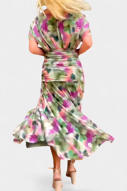 Magda - Vestido largo floral con escote en V