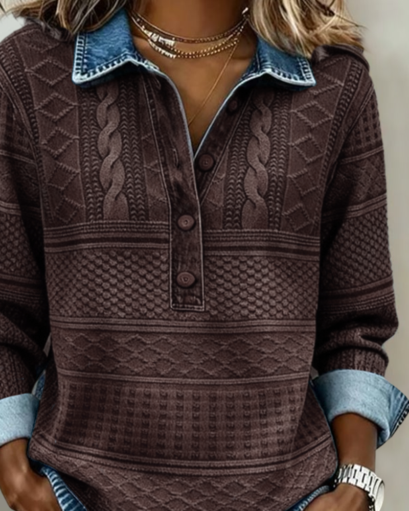 Olivia - Camisa texturizada de estilo vaquero