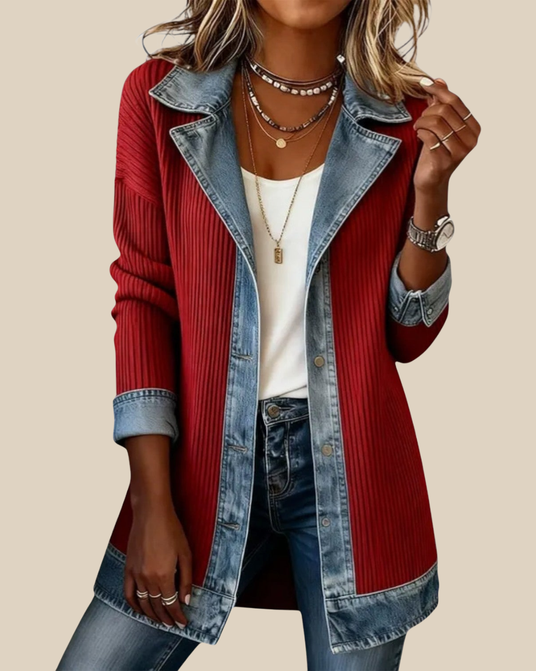 Noa - Chaqueta combinada de estilo vaquero