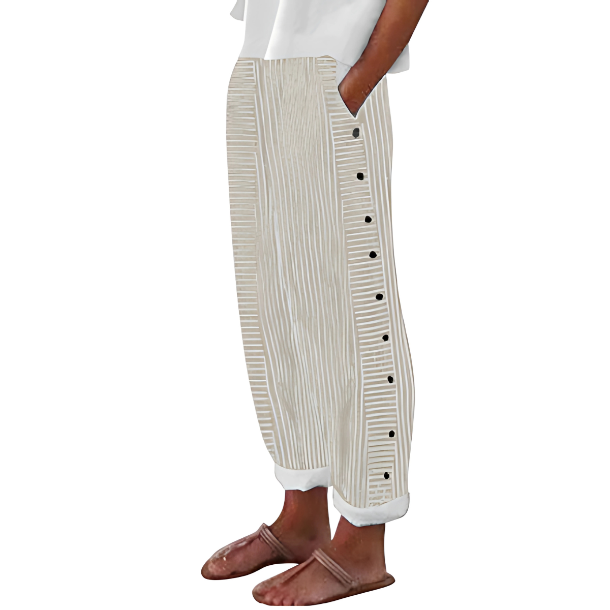 Dagny - Pantalones Estivi Striati Elegantes