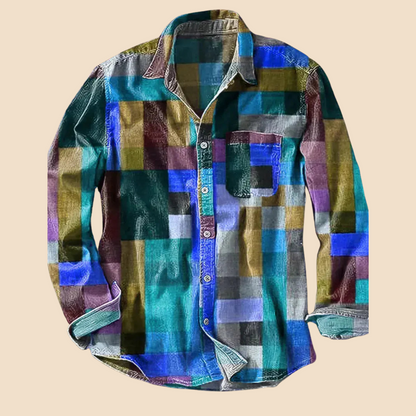 Lenoir - Camisa vintage de manga larga con motivo arcoíris