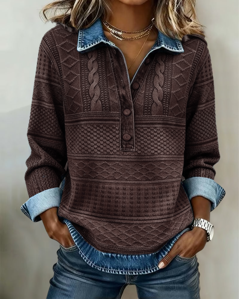 Olivia - Camisa texturizada de estilo vaquero