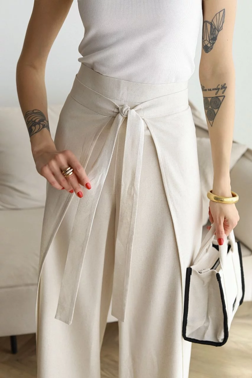 ARIANE - Pantalones LARGHI de lino PER DONNE
