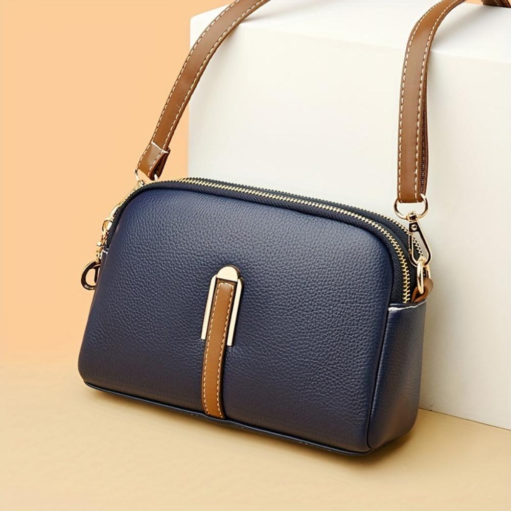 Bolso de spalla con textura "lychee" colorata Míla