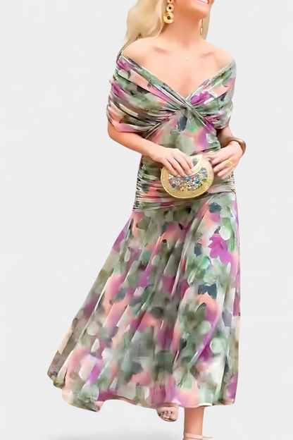 Magda - Vestido largo floral con escote en V