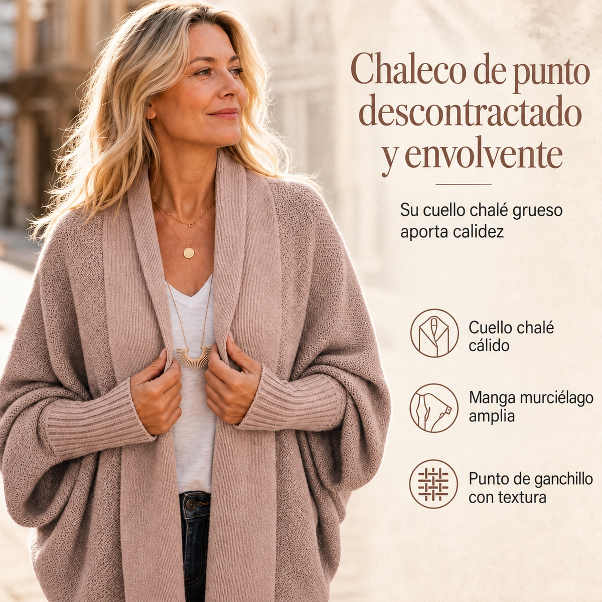 Eugenia - Cárdigan de punto con cuello chal