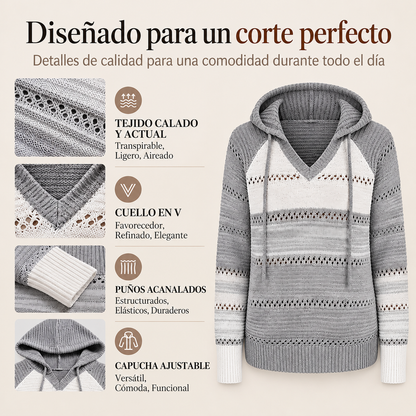 Aurora - Sudadera de punto calado con capucha
