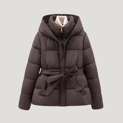 Amara - Chaqueta acolchada con capucha y cinturón