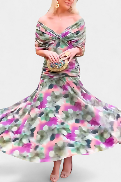 Magda - Vestido largo floral con escote en V