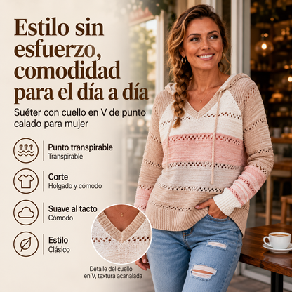Aurora - Sudadera de punto calado con capucha