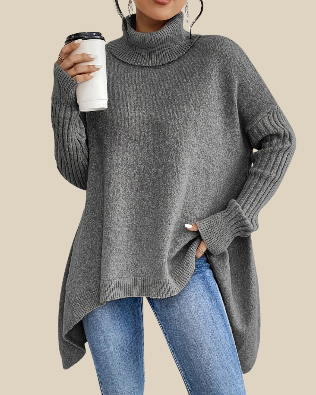 Tessa - Jersey oversize de cuello alto