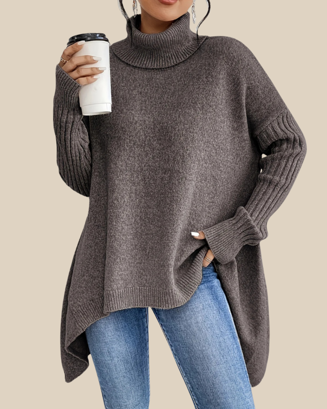 Tessa - Jersey oversize de cuello alto