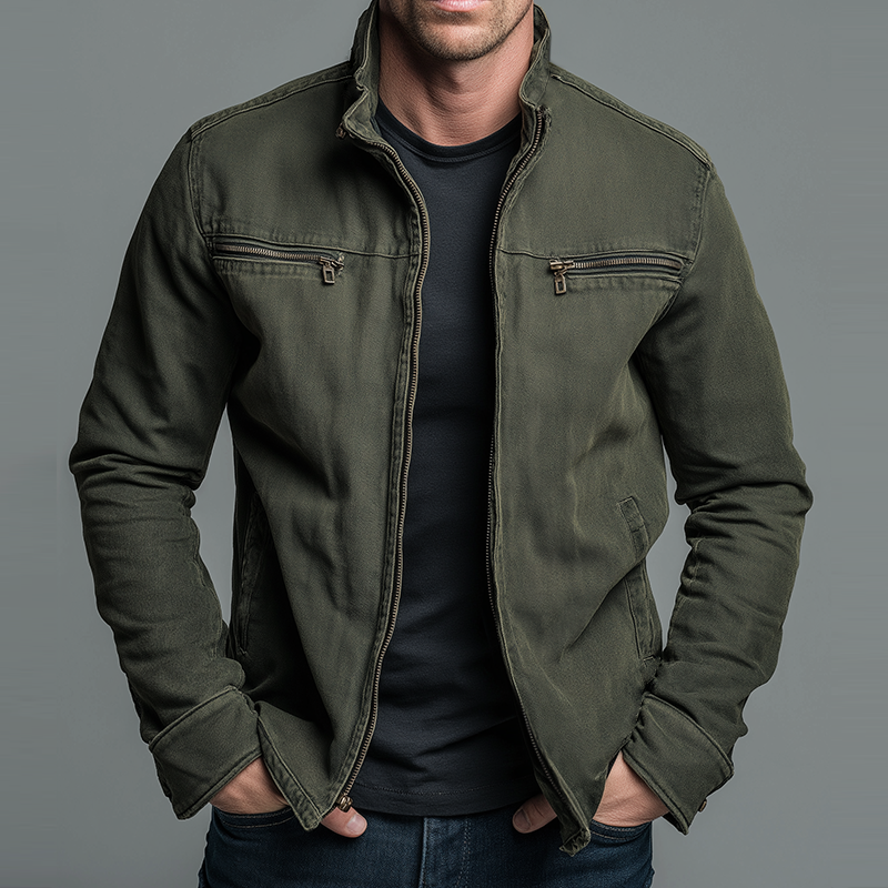 Cazel - Chaqueta vintage de algodón con cremallera