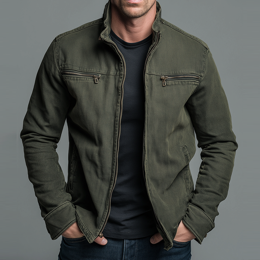 Cazel - Chaqueta vintage de algodón con cremallera