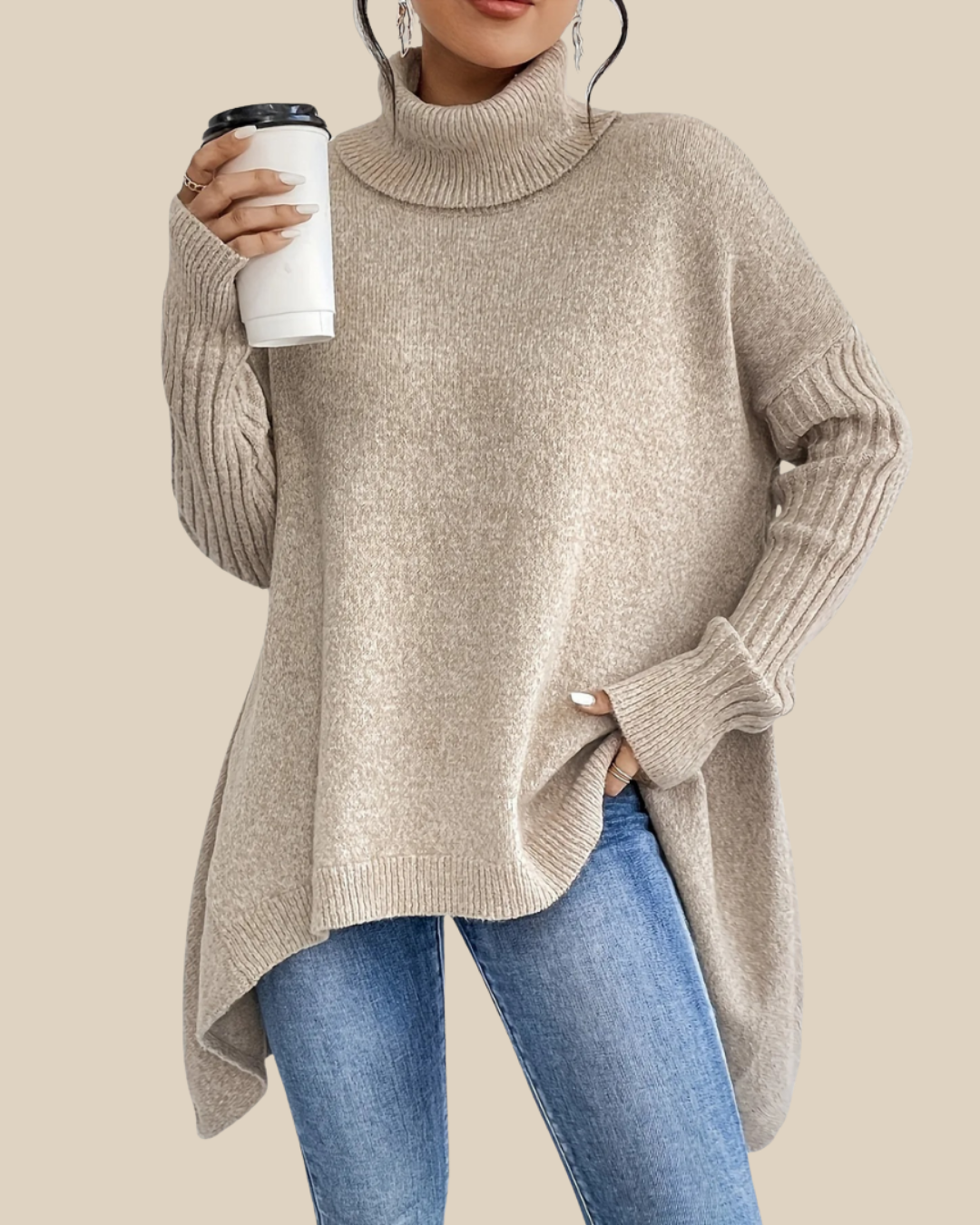 Tessa - Jersey oversize de cuello alto