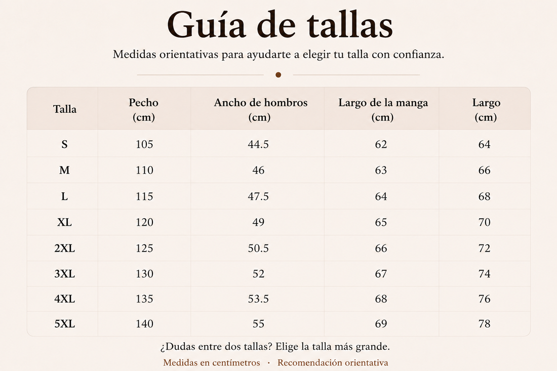 Guia de tallas - Polos