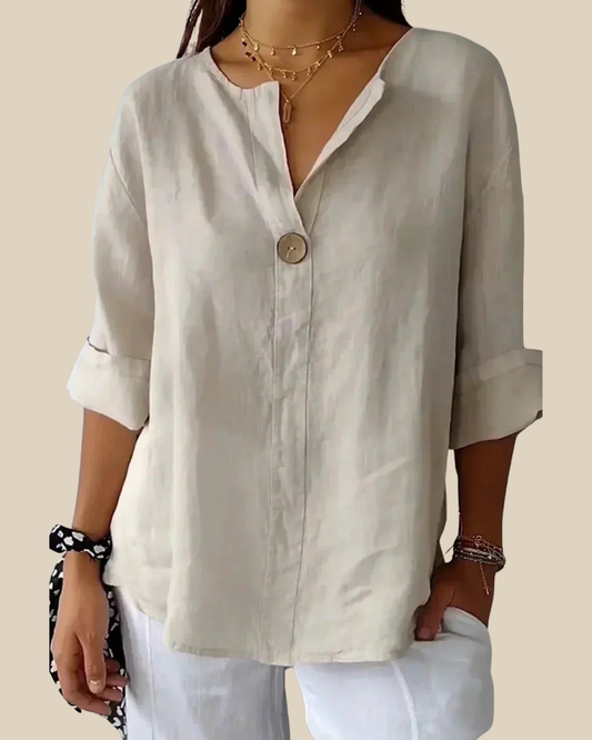 Lina - Blusa ligera de algodón y lino con botones