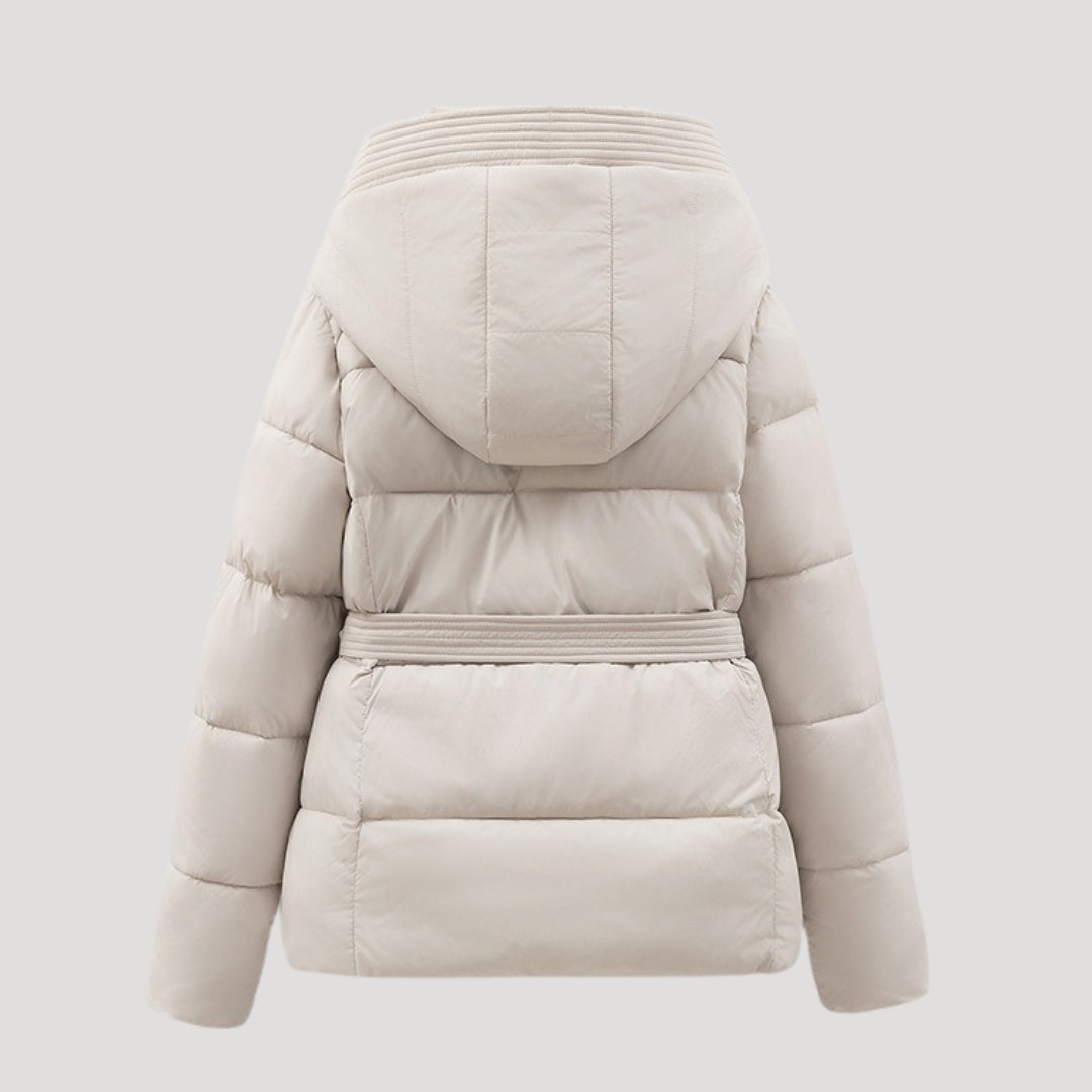 Amara - Chaqueta acolchada con capucha y cinturón