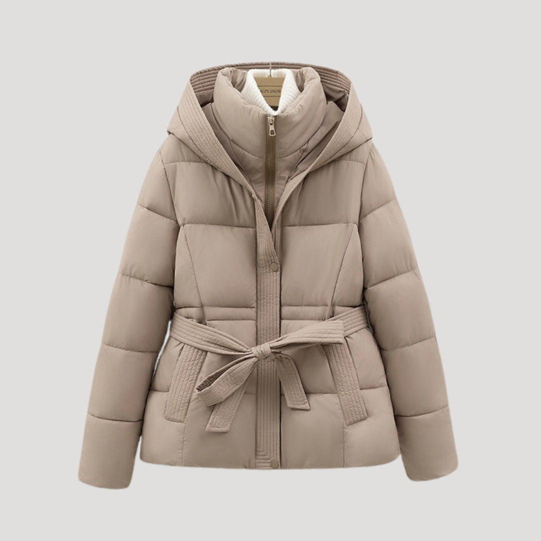 Amara - Chaqueta acolchada con capucha y cinturón