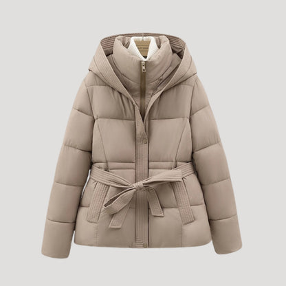 Amara - Chaqueta acolchada con capucha y cinturón