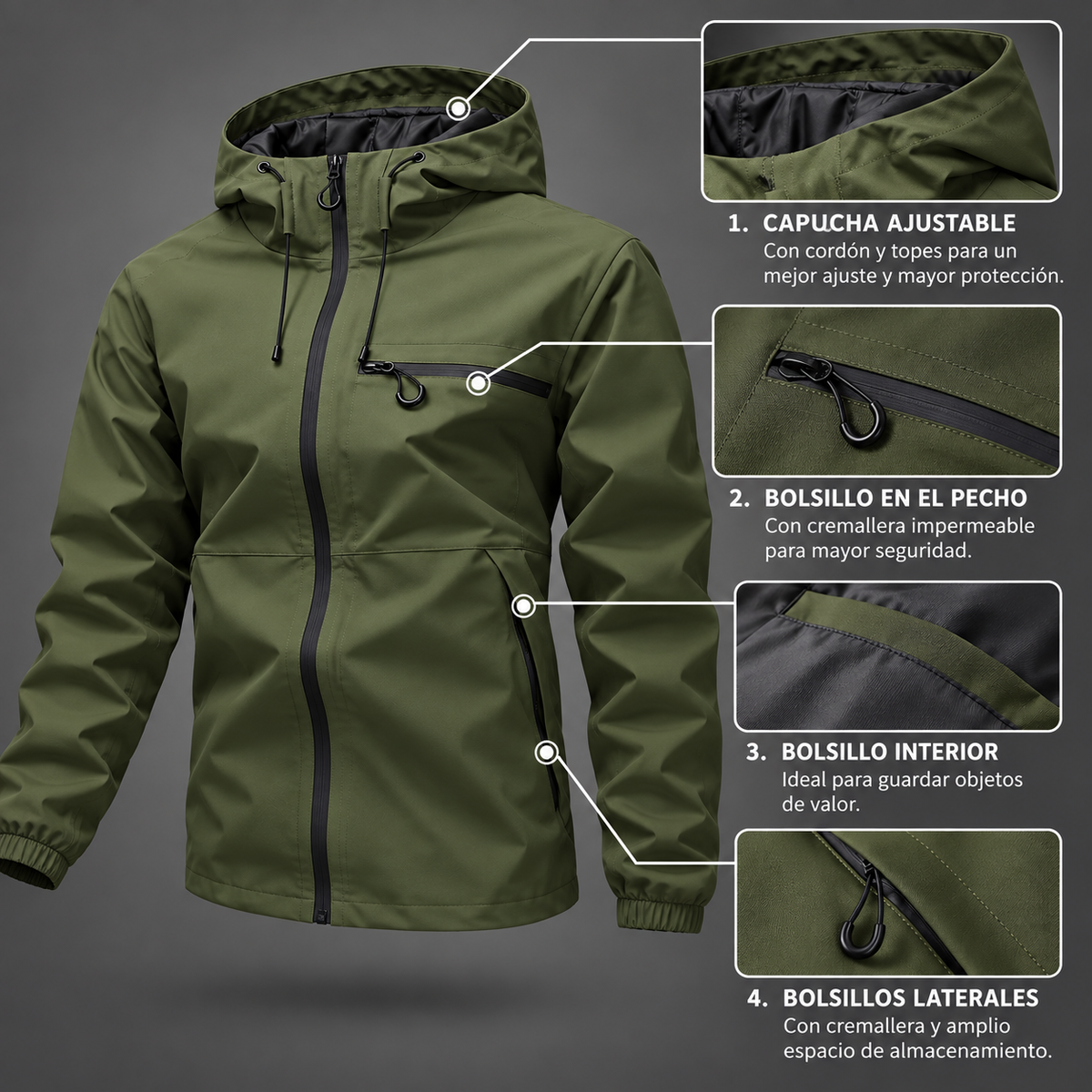 Iker - Chaqueta 3 en 1 impermeable cortavientos