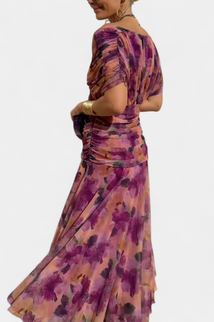 Magda - Vestido largo floral con escote en V