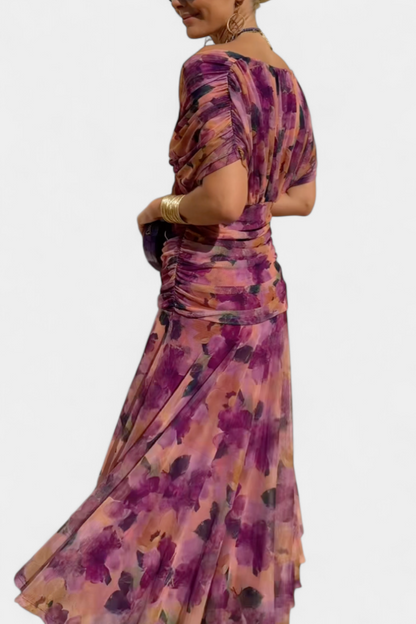 Magda - Vestido largo floral con escote en V