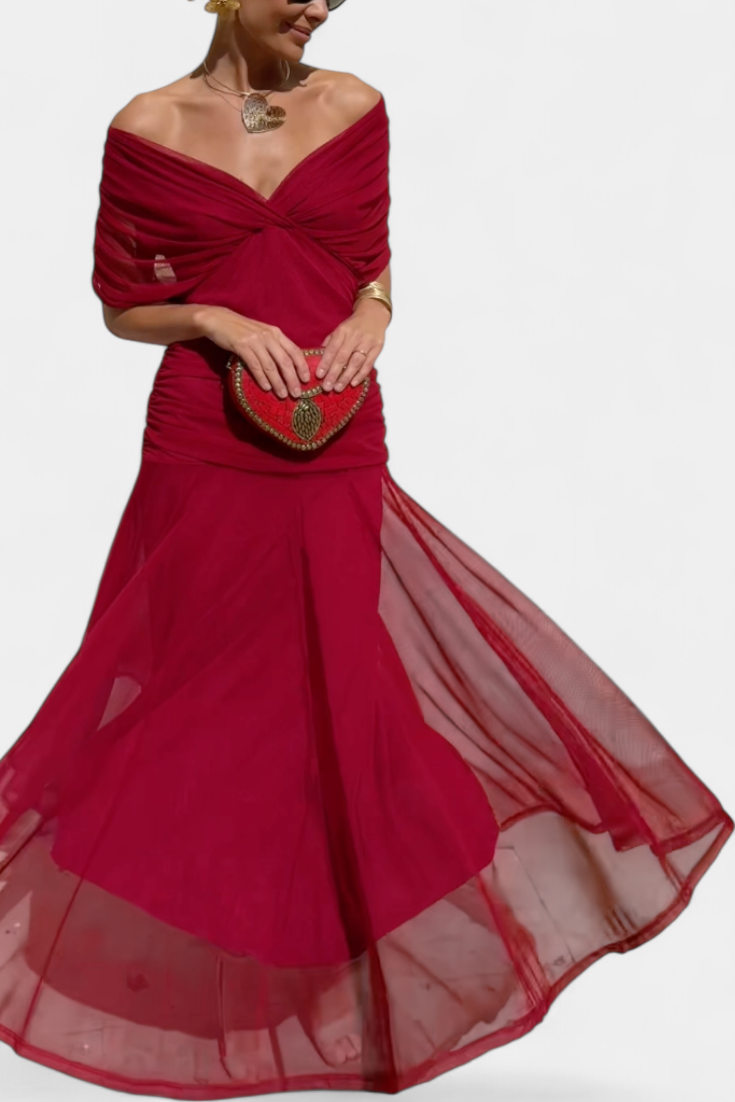 Magda - Vestido largo floral con escote en V