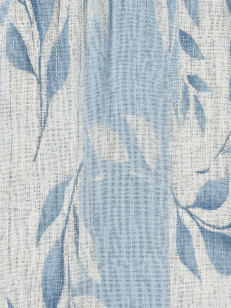 Solene - Vestido midi sin mangas con estampado de hojas azules