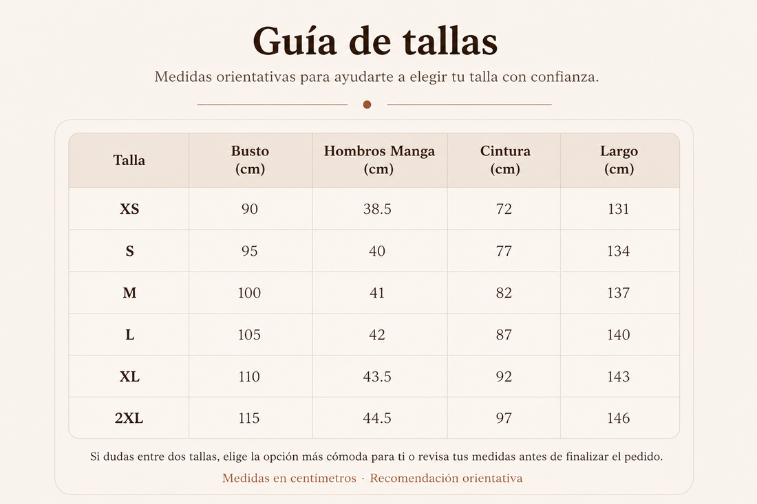 Guía de tallas - Vestido