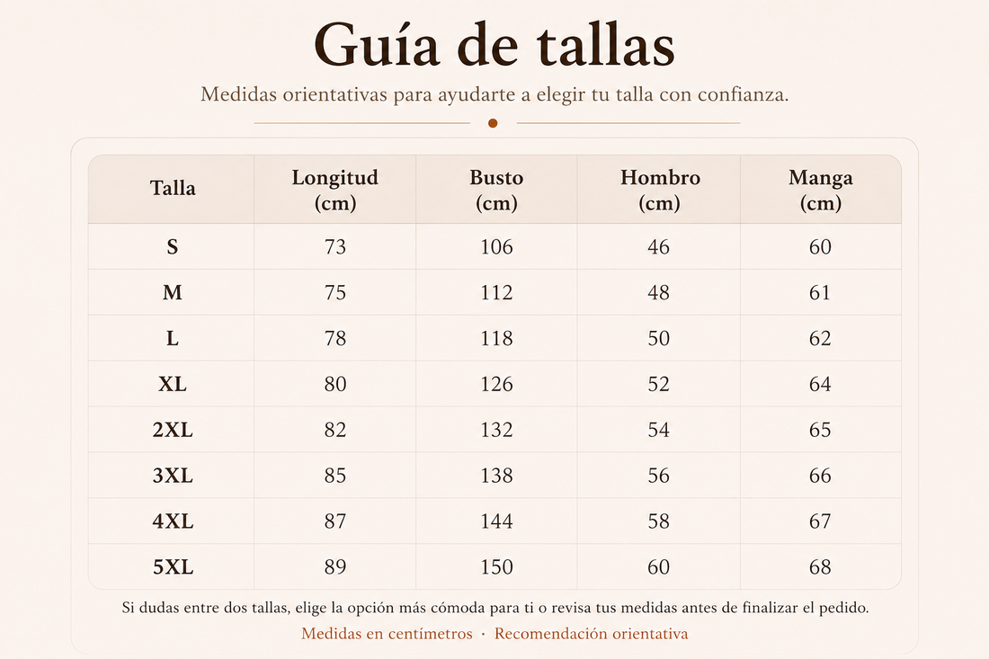 Guía de tallas - Abrigo