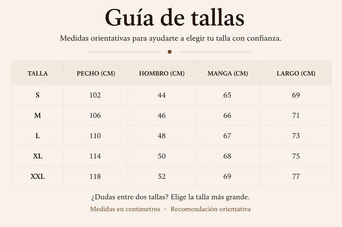 Guia de tallas - Jersey