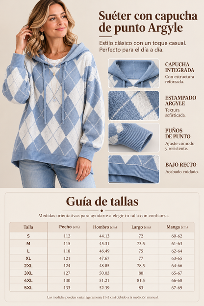 Yolanda – Jersey con capucha y estampado Argyle