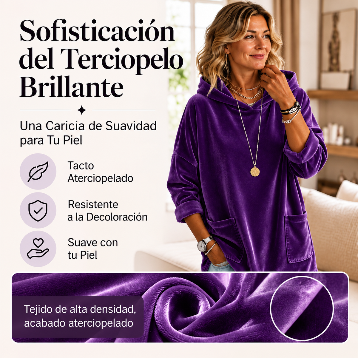 Vanesa - Sudadera de terciopelo con capucha