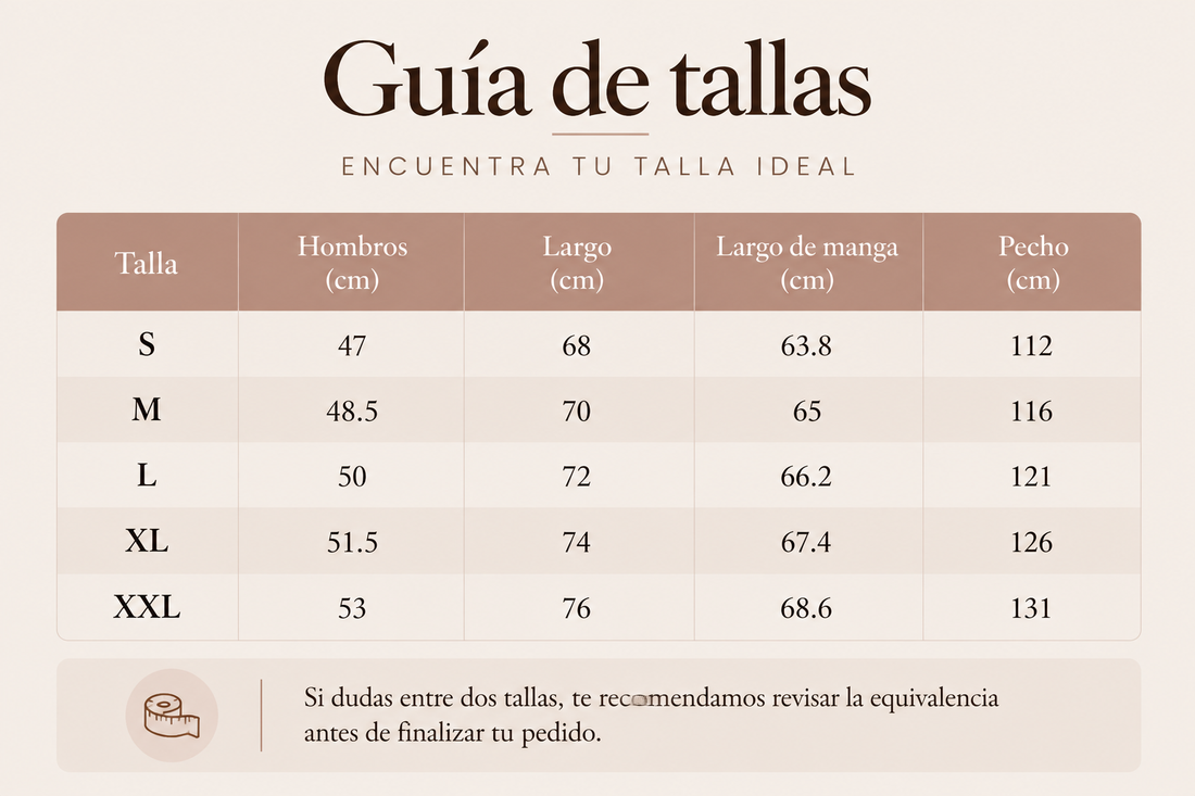 Guía de tallas - Chaquetas