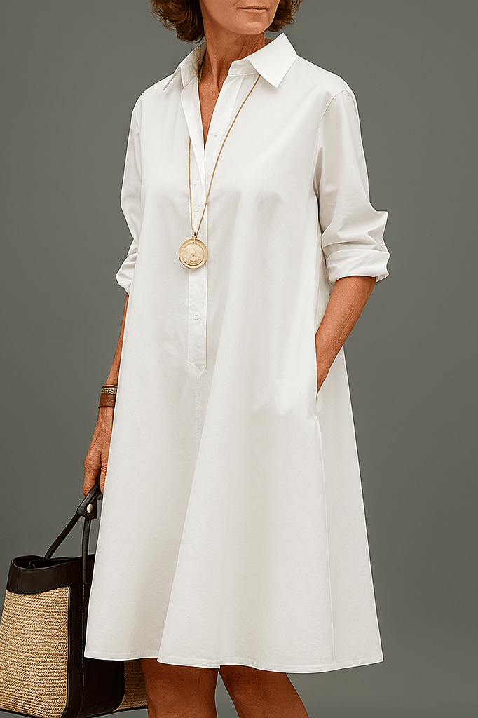 Vestido camisero midi estampado - Blanco 2