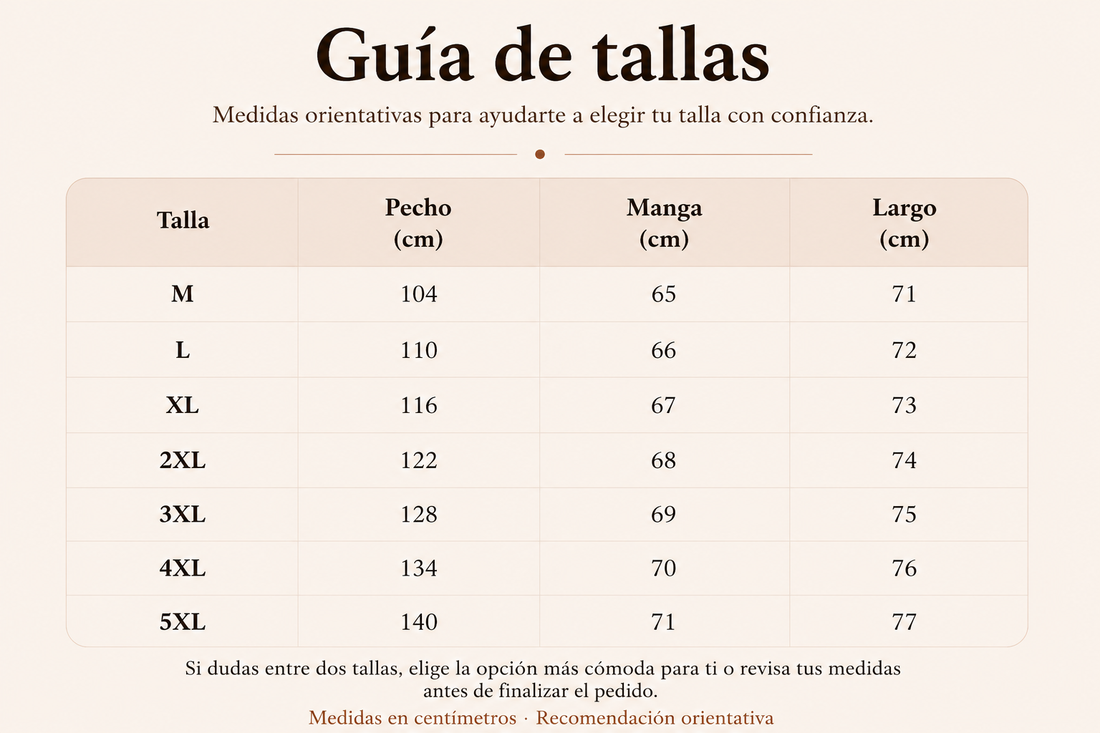 Guía de tallas - Camisa