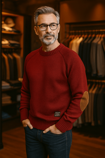 Henry - Maglione de Lana con Toppe sui Gomiti