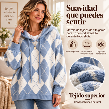 Yolanda – Jersey con capucha y estampado Argyle