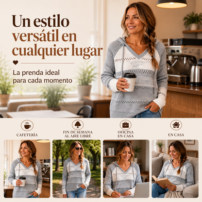 Aurora - Sudadera de punto calado con capucha