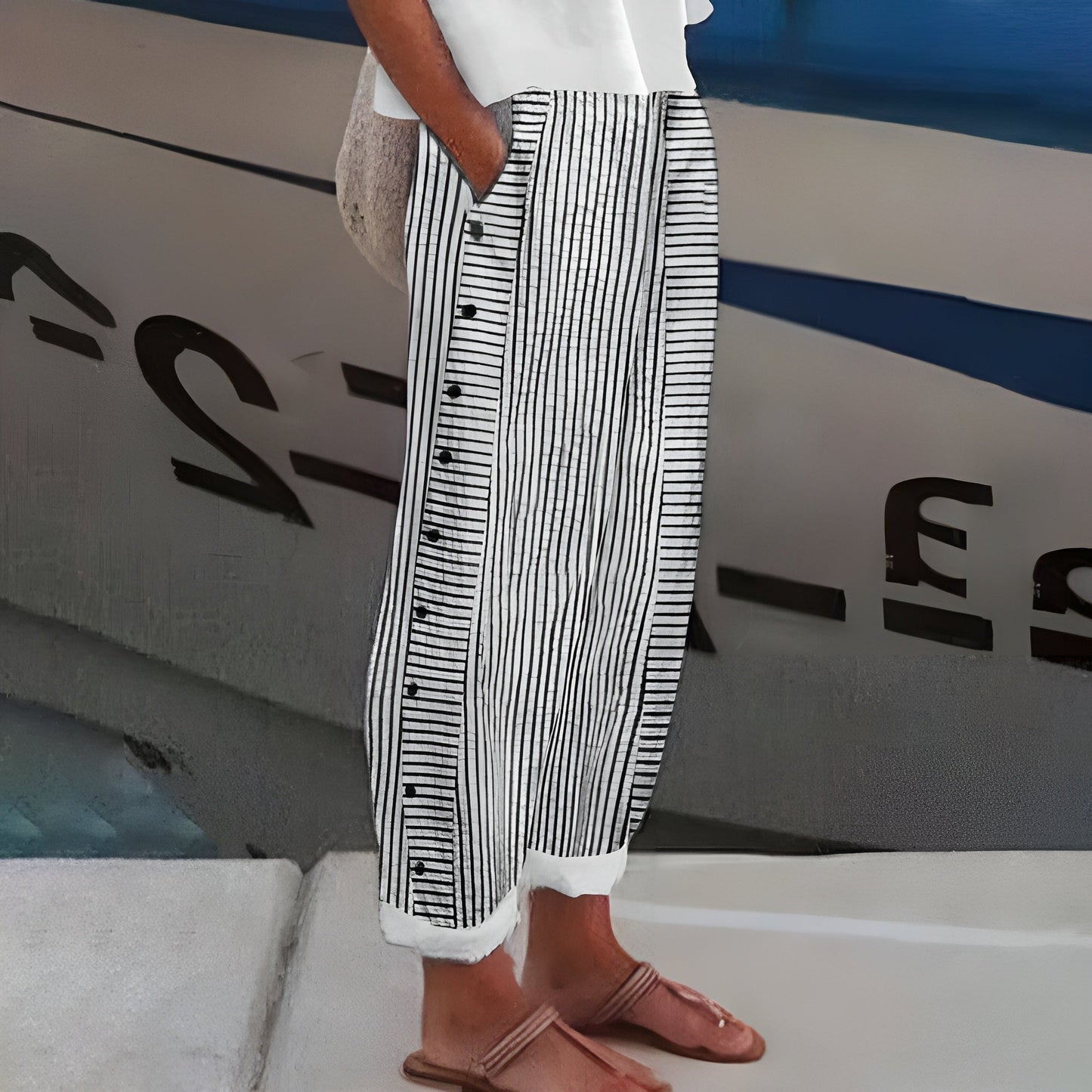 Dagny - Pantalones Estivi Striati Elegantes