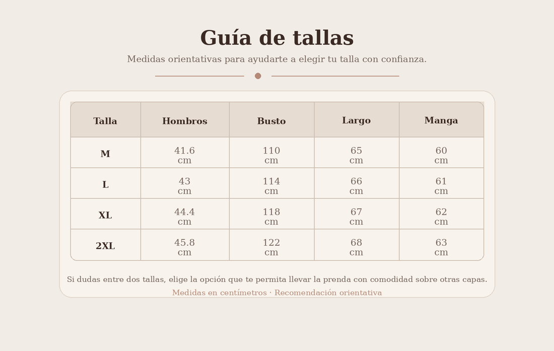 Guía de tallas - Abrigo
