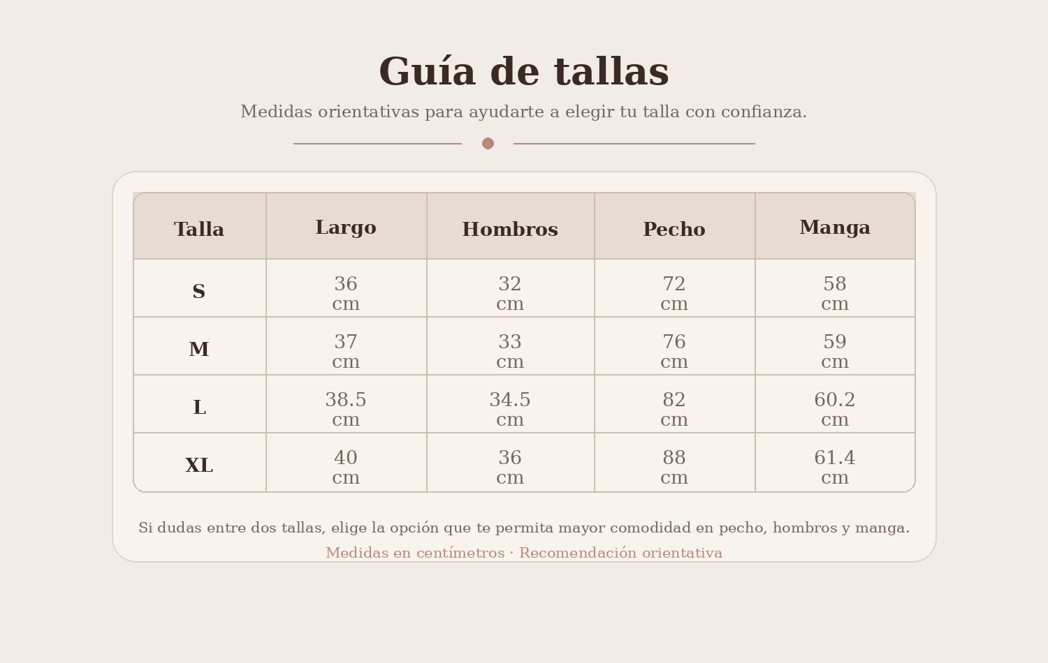 Guía de tallas - Jersey